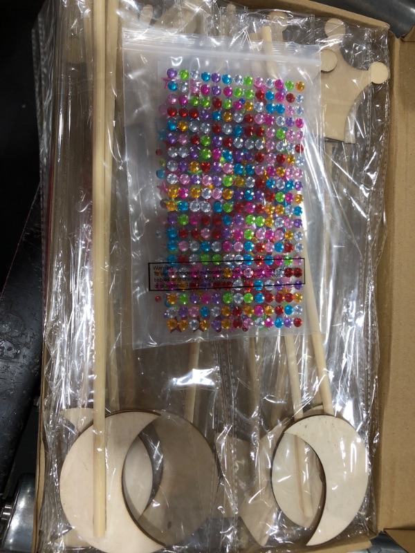 Photo 1 of 42 Pcs Princess Fairy Wands Kit, Include 36 Pcs Wooden Unfinished Wand DIY Princess Wand with 6 Sheet Colorful Diamond Sticker for Girls Make Your Own Princess Wand, Cosplay Costume Party Favor