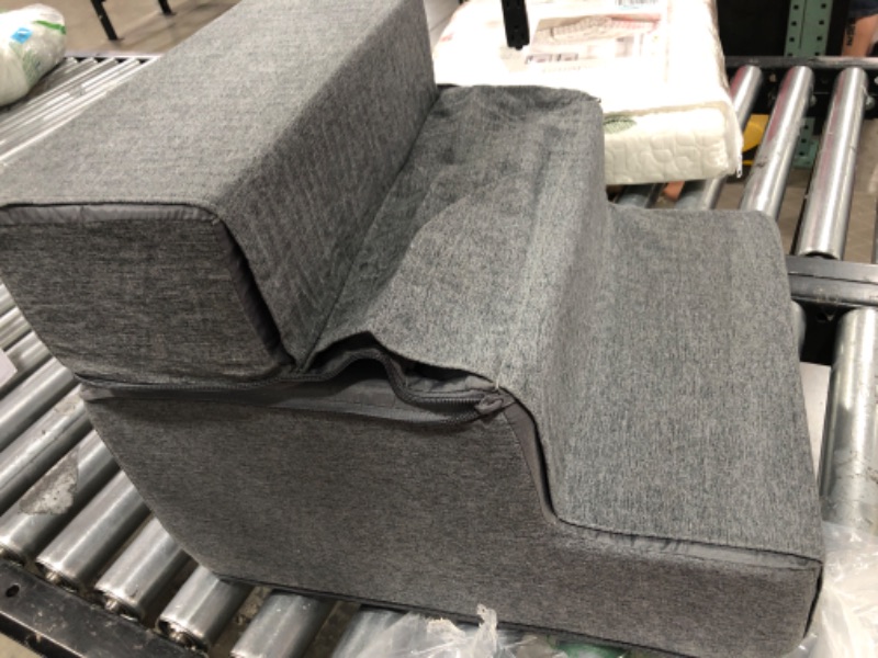 Photo 1 of  Stairs, Dog Stairs 3 Steps, High Density Foam Dog Steps for Couch, Non-Slip Foldable Pet Stairs with Cardboard, Removable Washable Cover, Ideal for Older Injured Small Dog Cat, Grey