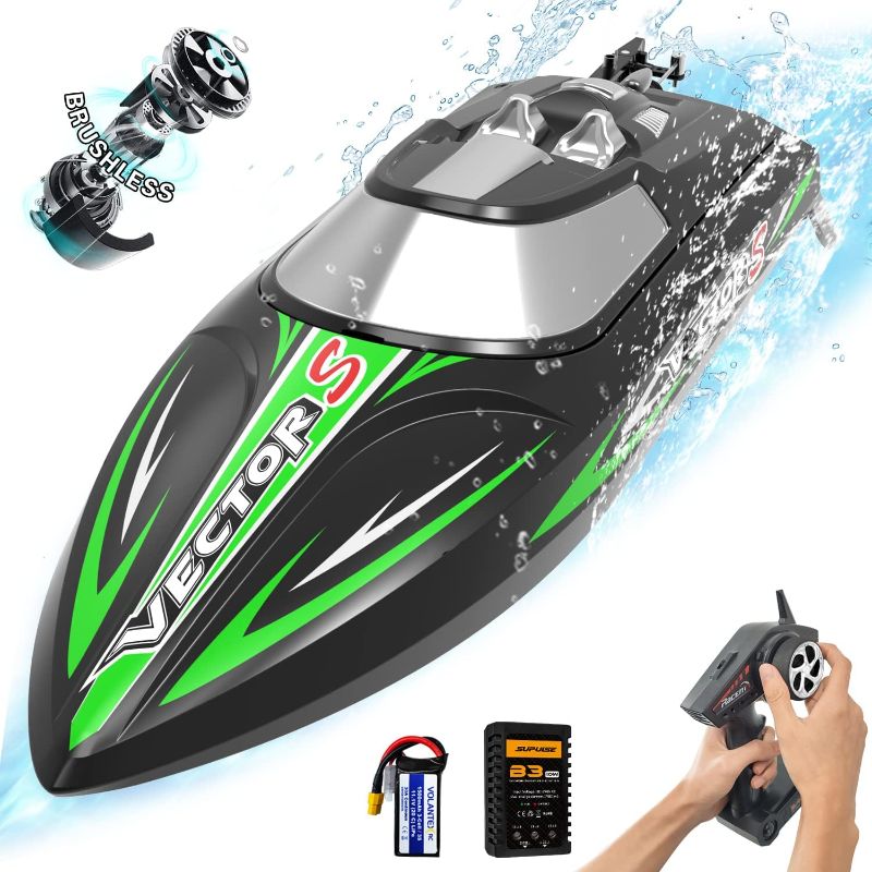 Photo 1 of VOLANTEXRC Brushless RC Boats for Adults, 30+MPH Fast Remote Control Boat with Rechargeable Batteries for Lakes, 2.4 GHz High Speed RC Boat for Adults and Kids Gifts for Boys Girls (797-4 Brushless)