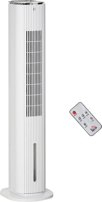 Photo 1 of  Evaporative Air Cooler, Portable Cooling Fan for Home Office with 3 Modes, 3 Speeds, Remote Control, Timer, LED Display, 1.3 Gal Water Tank, White