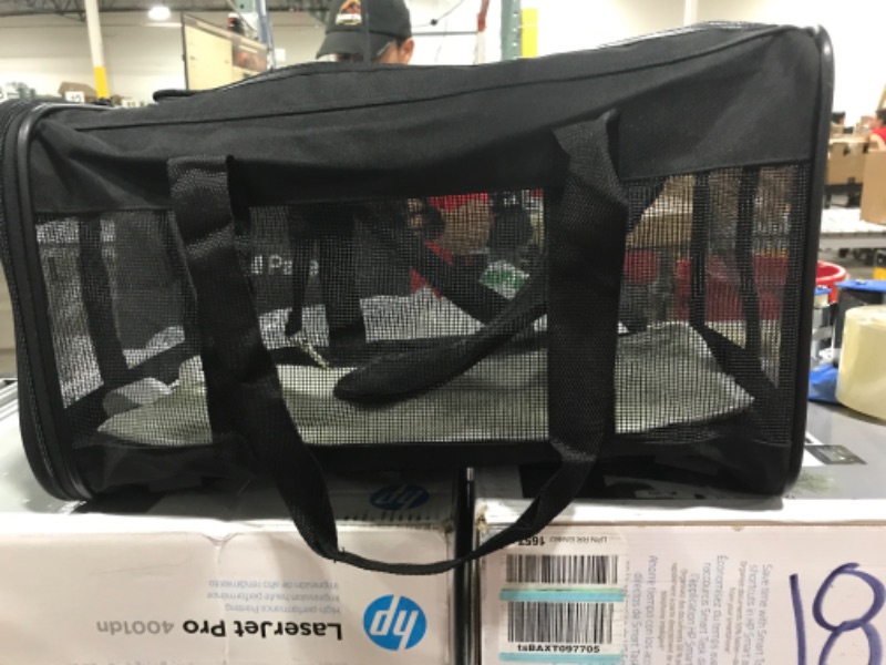 Photo 2 of Amazon Basics Soft-Sided Mesh Pet Travel Carrier, Large, Black
