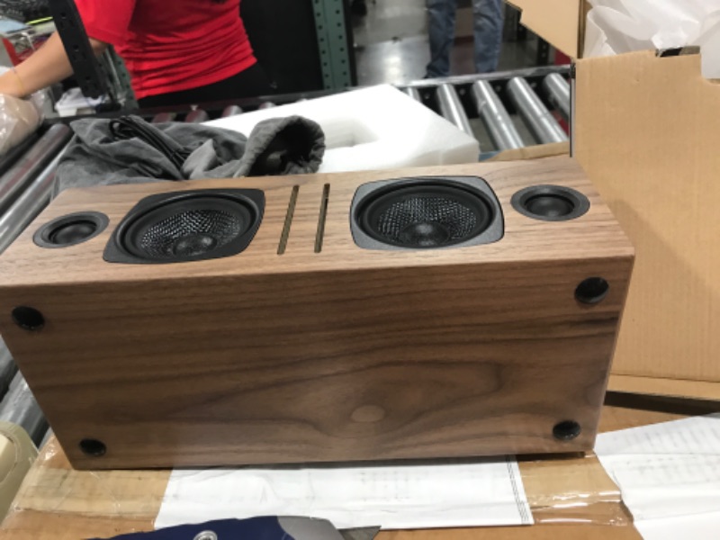 Photo 2 of Audioengine B2 Wireless Bluetooth Speaker | Home Music System, Retro Tabletop Bluetooth aptX-HD Speaker, Mini Stereo System | AUX Audio Input for Phone, Tablet, Computer (Walnut Real Wood Veneer)