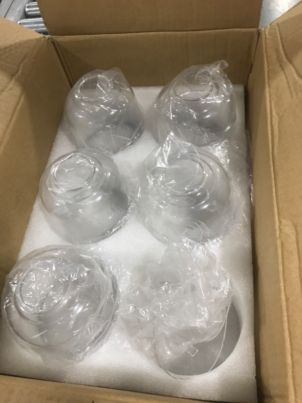 Photo 3 of 6 Pcs Clear Glass Shade 5 Inch Diameter 5.67 Inch High 1.65 Inch Fitter Light Cover Shade Ceiling Fan Light Covers High Transmittance Glass Globes for Light Fixtures Replacement Pendant Chandelier