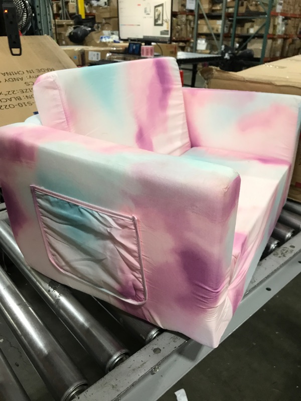 Photo 3 of Delta Children Cozee Flip-Out Sofa - 2-in-1 Convertible Sofa to Lounger for Kids, Pink Tie Dye
