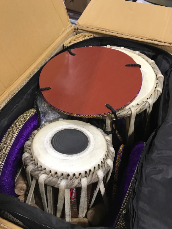 Photo 1 of MAHARAJA Basic Tabla Set, Student Tabla Set, Steel Bayan, Dayan, Hammer, Cushions & Cover - Perfect Tablas for Students and Beginners on Budget, Tabla Drums, Indian Hand Drums (PDI-IB)