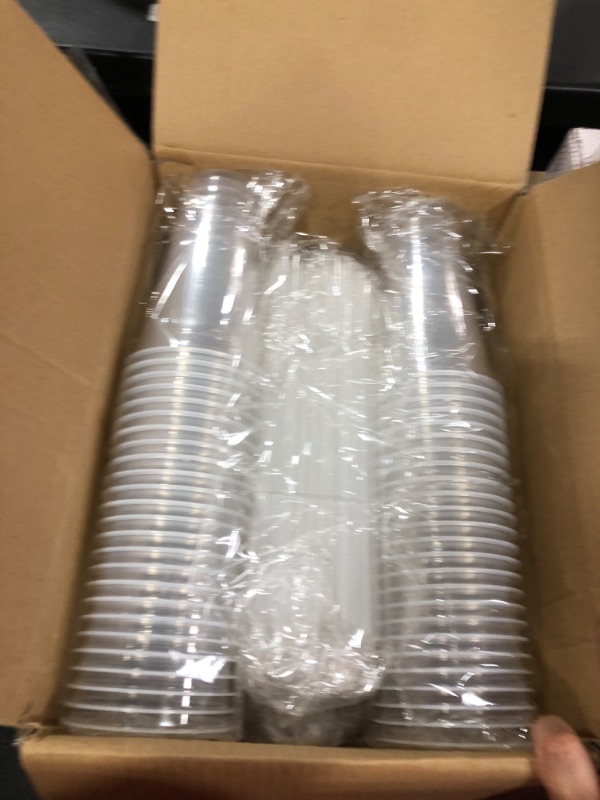 Photo 2 of [100 Sets - 20 oz.] Tankon Disposable Clear Plastic Cups With Lids and Straws 20oz. (Not Injection Cup, only Injection Lid.) 20 oz , plastic cups with lids Clear 100 Count (Pack of 1)