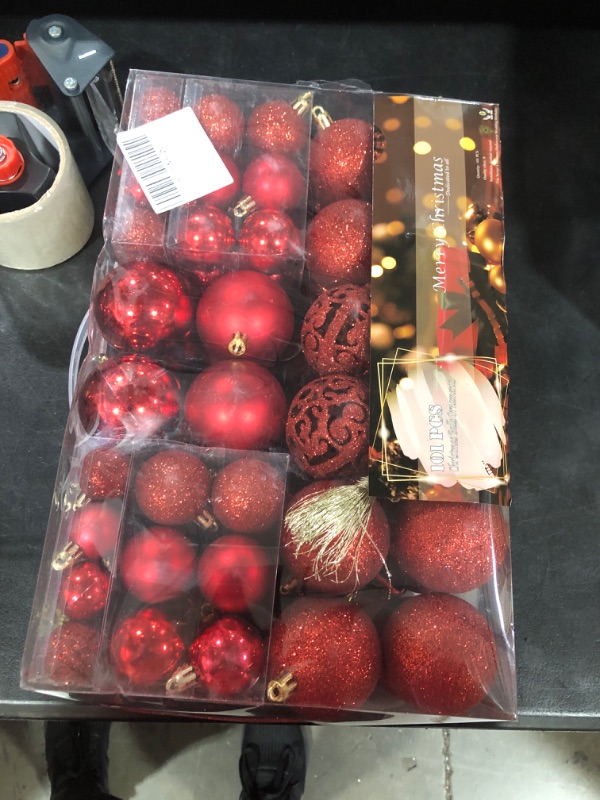 Photo 2 of 101 Piece Christmas Balls Ornaments Luxury Set Xmas Tree Topper and Hang Rope, Emopeak Christmas Baubles - Shatterproof Mini Holiday Balls for Christmas Decorations