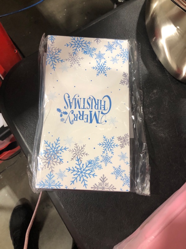 Photo 2 of 12 Pcs Christmas Snowflake Candy Paper Bags Snowman Deer Gifts Pockets White and Blue Color Style Party Treat Bags with 18 Pcs Present Stickers for Christmas Party and Holiday Gift Present Decorations