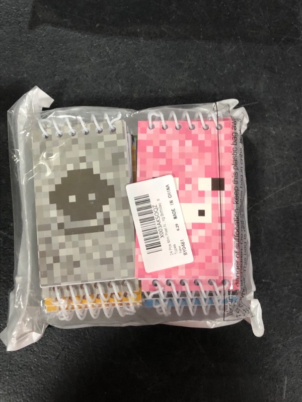 Photo 1 of 24 Pcs Mini Pixel Notepads Multicolor Miner Style Pocket Notebooks Journal Pixelated Lined Notepads Pixel Video Game Themed Party Teacher Classroom Supplies for Boys Girls Mining Birthday, 8 Types