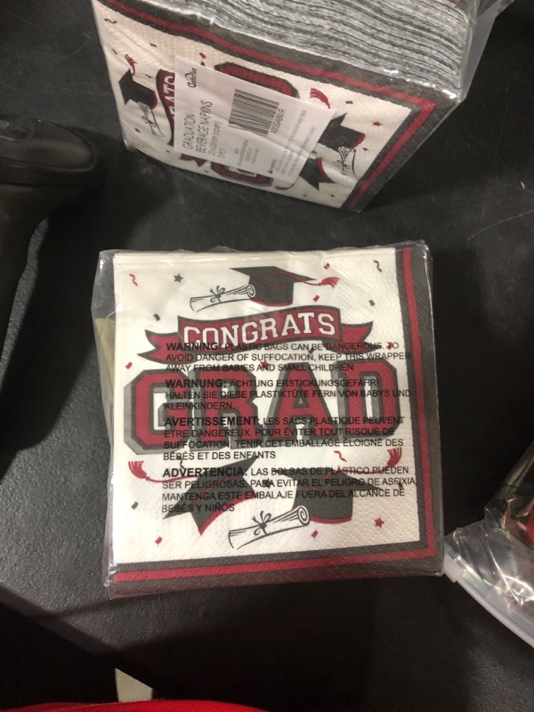 Photo 2 of Graduation Party Supplies Disposable Paper Cocktail Napkins for 2023 Graduation Party Decorations, 80 Pack?maroon and black?