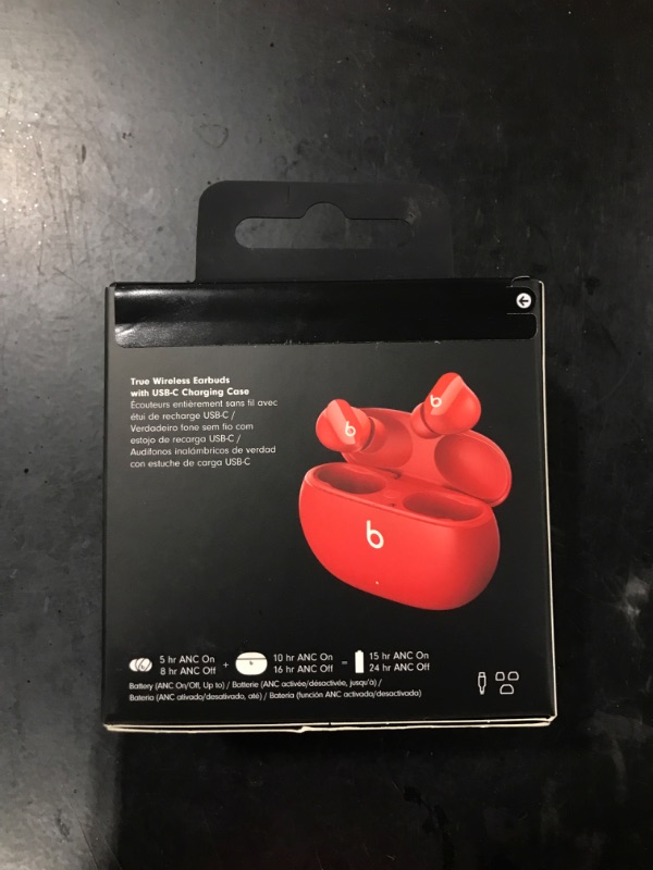 Photo 3 of Beats Studio Buds - True Wireless Noise Cancelling Earbuds - Compatible with Apple & Android, Built-in Microphone, IPX4 Rating, Sweat Resistant Earphones, Class 1 Bluetooth Headphones Red - FACTORY SEALED 