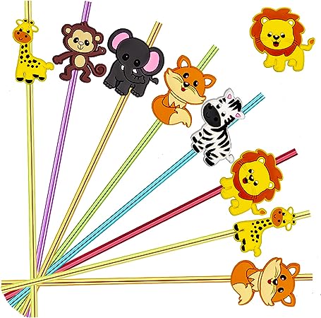 Photo 1 of 24 Pack Race Car Reusable Straws Kids Party Favors Birthday Speed Rally Racing Party Supplies Favor Drink Markers Bands 2 Cleaning Brushes 6 Colors Straws
