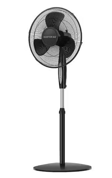 Photo 1 of Cyclone Adjustable-Height 18 in. 3 Speed Black Oscillating Pedestal Fan
