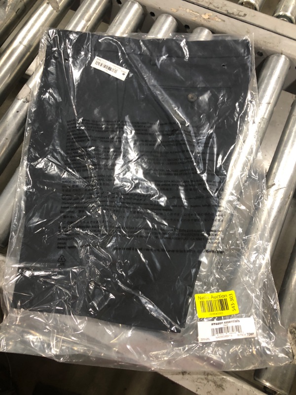 Photo 1 of Amazon Essentials Men's Slim-Fit Flat-Front Dress Pant Polyester Black 32W x 28L