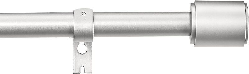 Photo 1 of 1-Inch Curtain Rod with Cap Finials, 72" to 144", Nickel
