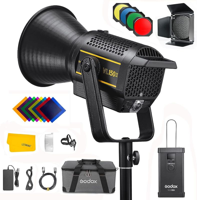 Photo 1 of Godox VL300 II LED Video Light, 320W 5600K Daylight-Balanced Bowens Mount Continuous Video Light,CRI 96 TLCI 96 0-100% Dimming,16 Groups 32 Channels,2.4GHz Wireless Bluetooth Control(VL300 Upgraded)