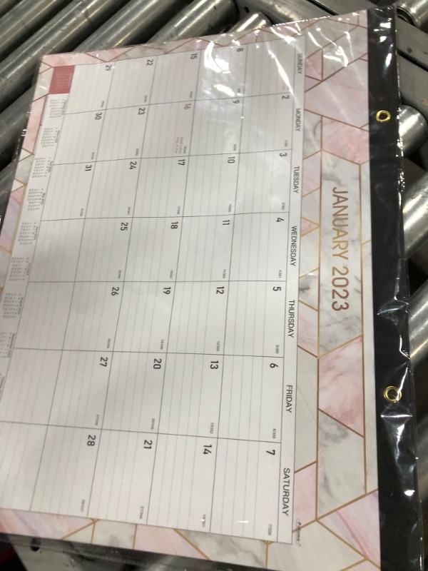 Photo 2 of 2023-2024 Desk Calendar - 18 Monthly Large Desk Calendar 2023-2024, 22" x 17", Jul 2023 - Dec 2024, Large Ruled Blocks, Tear Off Design, 2 Corner Protectors & 2 Hanging Hooks - Marble