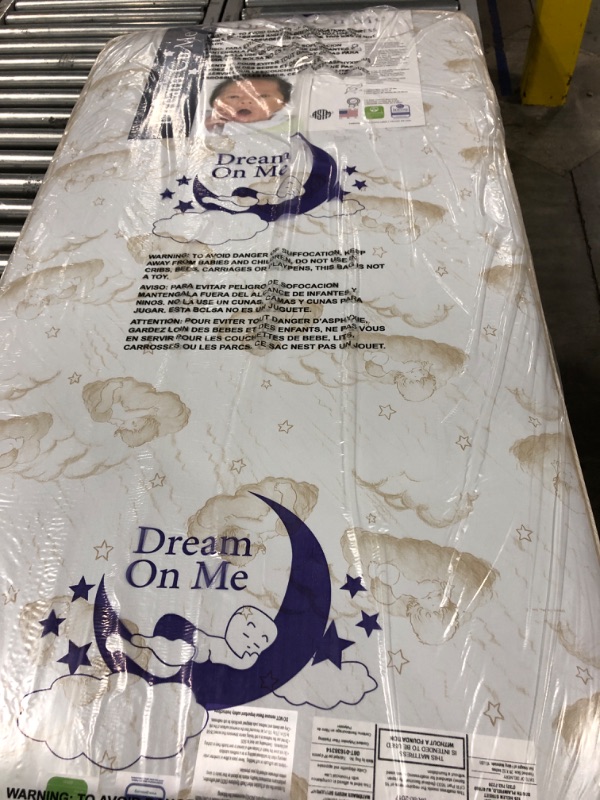 Photo 2 of Dream On Me Foam 2-in-1 Breathable Twilight 5" Spring Coil Crib and Toddler Bed Mattress Firm,Plush with Reversible Design I White/Brown I Greenguard Gold Certified I JPMA Certified Beige Cloud Breathable Cover Crib