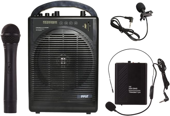 Photo 1 of Pyle Portable Outdoor PA Speaker Amplifier System & Microphone Set with Bluetooth Wireless Streaming, Rechargeable Battery - Works with Mobile Phone, Tablet, PC, Laptop, MP3 Player - PWMA1216BM, BLACK
