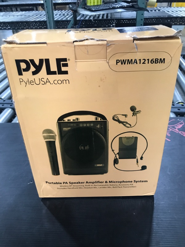 Photo 6 of Pyle Portable Outdoor PA Speaker Amplifier System & Microphone Set with Bluetooth Wireless Streaming, Rechargeable Battery - Works with Mobile Phone, Tablet, PC, Laptop, MP3 Player - PWMA1216BM, BLACK
