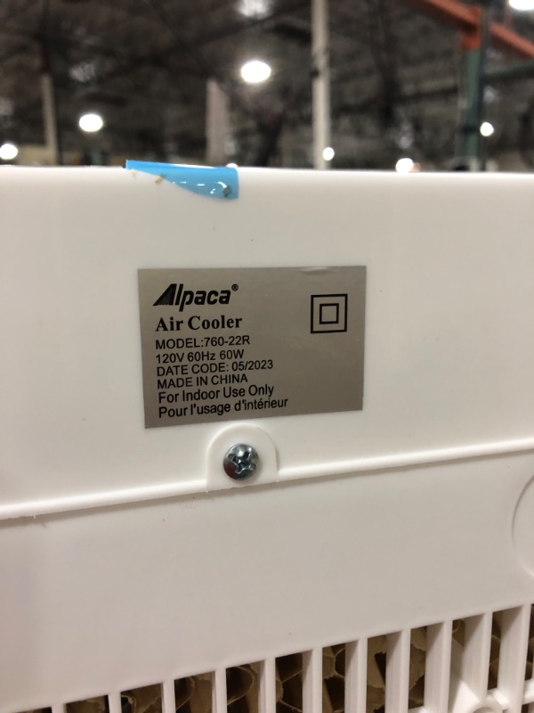 Photo 1 of ALPACA Portable Evaporative Air Cooler 3 in 1 Swamp Cooler with Remote Control, 5.3 Gal Water Tank, 3 Speed Cooling Fan, 4 Ice Packs, Portable Air Conditioner Auto Oscillation for Room, Home & Office 1800CFM