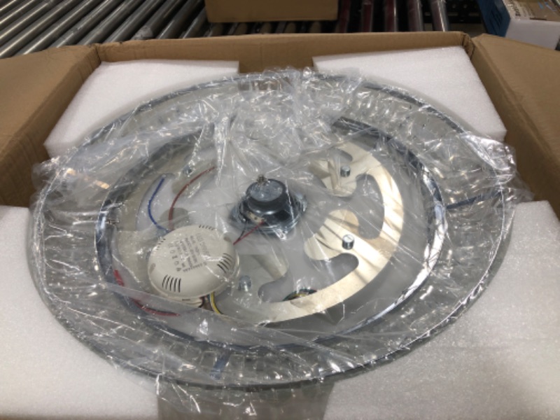 Photo 1 of NUTCRUST Retractable Ceiling Fan with Speaker,Bluetooth Ceiling Fan with Light,6 Speeds Reversible Blade, 85 Kinds of Color Light,Remote and APP Control, 42In Fashion Silver