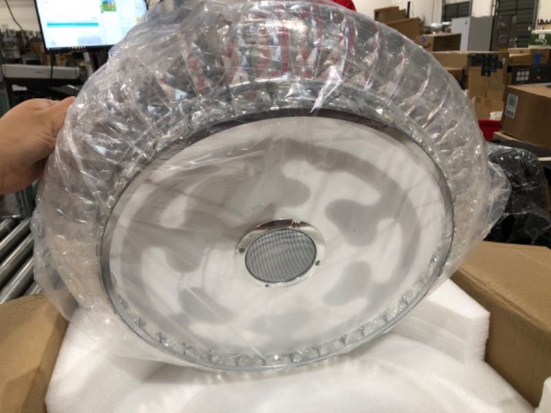 Photo 1 of NUTCRUST Retractable Ceiling Fan with Speaker,Bluetooth Ceiling Fan with Light,6 Speeds Reversible Blade, 85 Kinds of Color Light,Remote and APP Control, 42In Fashion Silver