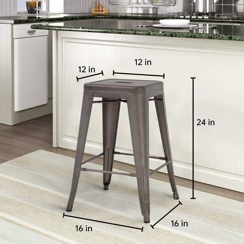 Photo 1 of 24 Inches Metal Bar Stools High Backless Indoor-Outdoor Counter Height