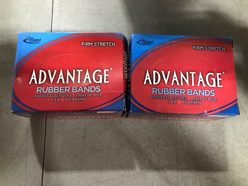 Photo 2 of (2-Pack) Alliance Rubber 26649 Advantage Rubber Bands, Size #64, 1/4 lb Box Contains Approx. 80 Bands (3 1/2" x 1/4", Natural Crepe)
