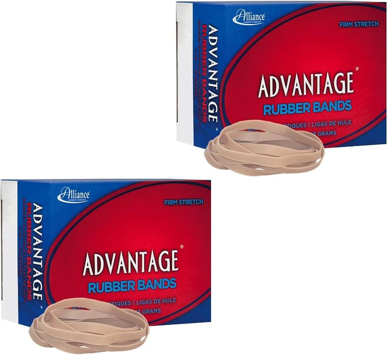 Photo 1 of (2-Pack) Alliance Rubber 26649 Advantage Rubber Bands, Size #64, 1/4 lb Box Contains Approx. 80 Bands (3 1/2" x 1/4", Natural Crepe)
