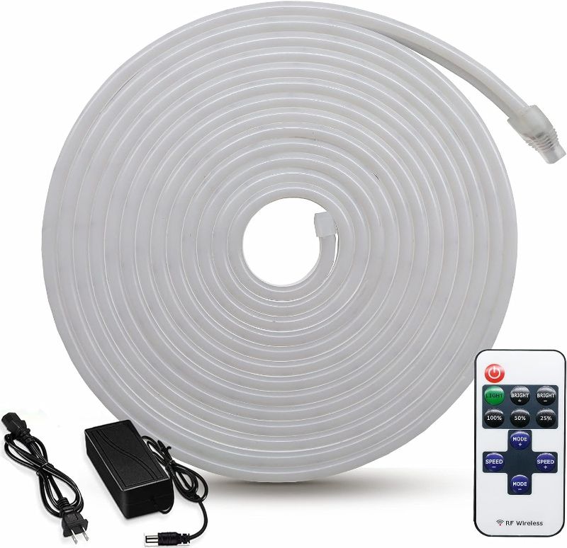 Photo 1 of M.best Led Neon Lights,16.4ft Waterproof Silicone Flexible LED Strip Light Neon Rope Lights for Bedroom Kitchen Home Indoor Outdoor Decor (Warm White)
