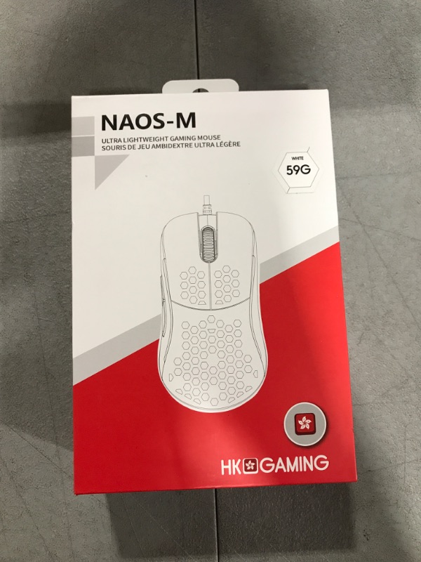 Photo 2 of HK GAMING NAOS M Ultra Lightweight Honeycomb Shell Ambidextrous Wired RGB Gaming Mouse 12 000 cpi | 7 Buttons | 59 g (Naos-M, White) Medium | Naos-M White