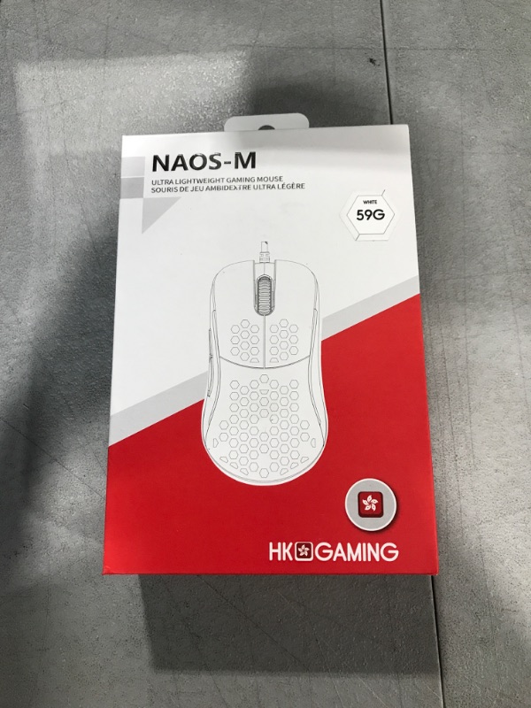 Photo 2 of HK GAMING NAOS M Ultra Lightweight Honeycomb Shell Ambidextrous Wired RGB Gaming Mouse 12 000 cpi | 7 Buttons | 59 g (Naos-M, White) Medium | Naos-M White