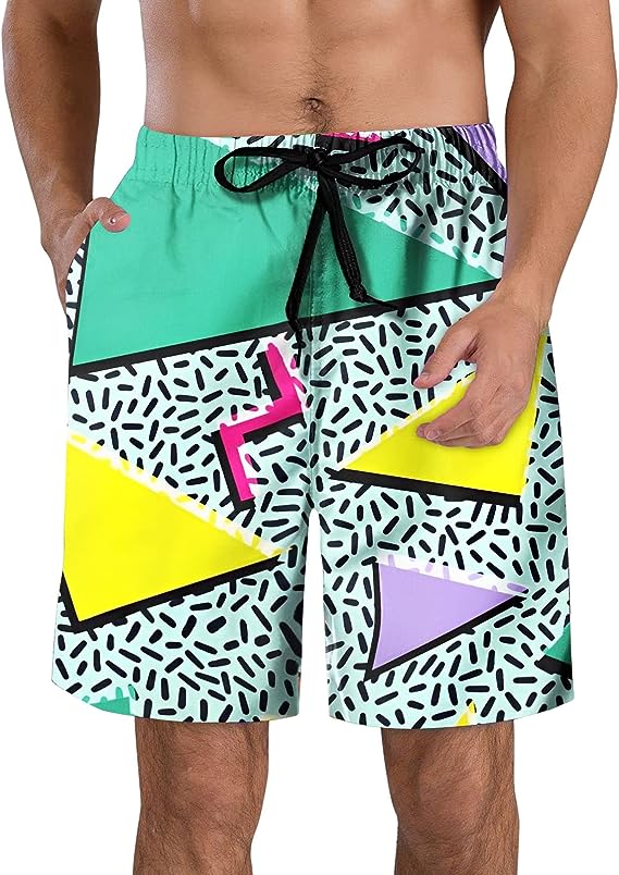 Photo 1 of Alaiyaky Men's Swim Trunks Swim Shorts 80s Quick Dry Party Shorts Retro Summer Swimsuit with Mesh Lining and Pockets L
