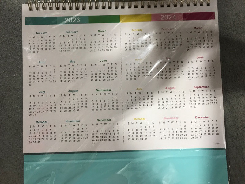 Photo 2 of Desk Calendar 2023-2024 - Jul. 2023 - Dec. 2024, Standing Flip Desktop Calendar 2023-2024, 9.8" x 8.3", Calendar 2023-2024 with Thick Paper, Memo Pages + Twin-Wire Binding + Unruled Blocks - Rainbow Multicolored B