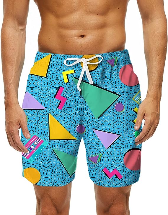 Photo 1 of Alaiyaky Men's Swim Trunks Swim Shorts 80s Quick Dry Party Shorts Retro Summer Swimsuit with Mesh Lining and Pockets 2XL
