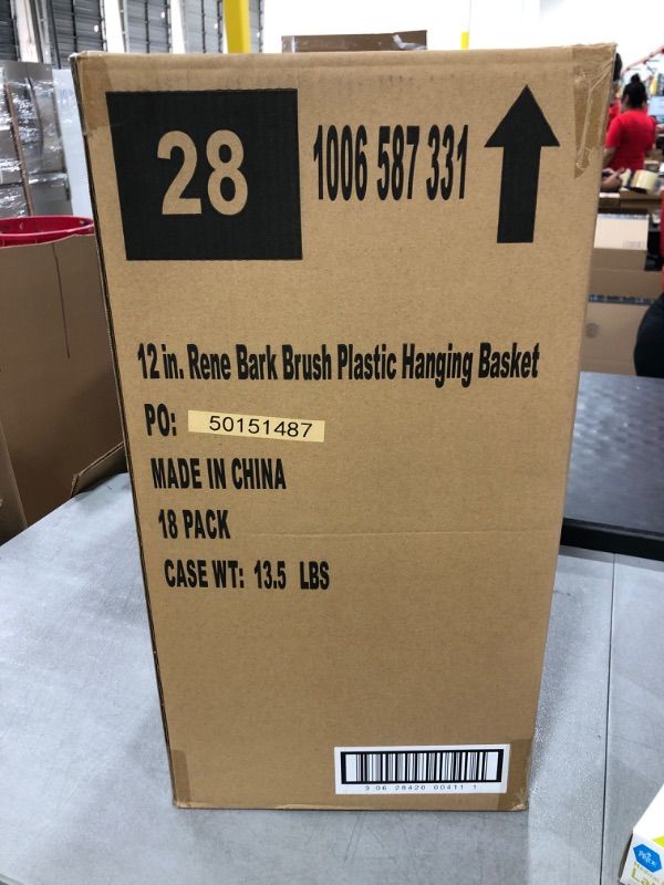 Photo 1 of 12 in. Rene Bark Brush Plastic Hanging Basket 18 Pack 
