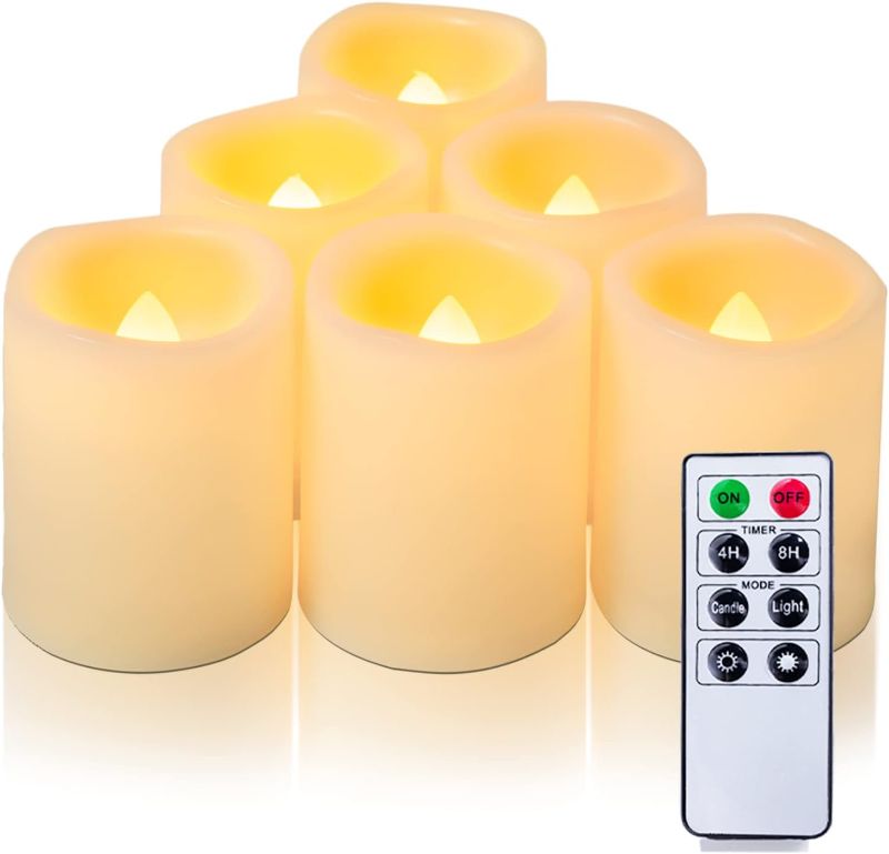 Photo 1 of Homemory Flameless Votive Candles with Remote Timer, 6Pack 400+Hours Battery Operated LED Votive Candles, 2in Flickering Electric Fake Candle for Dinners Wedding Home Decor (Batteries Included)
