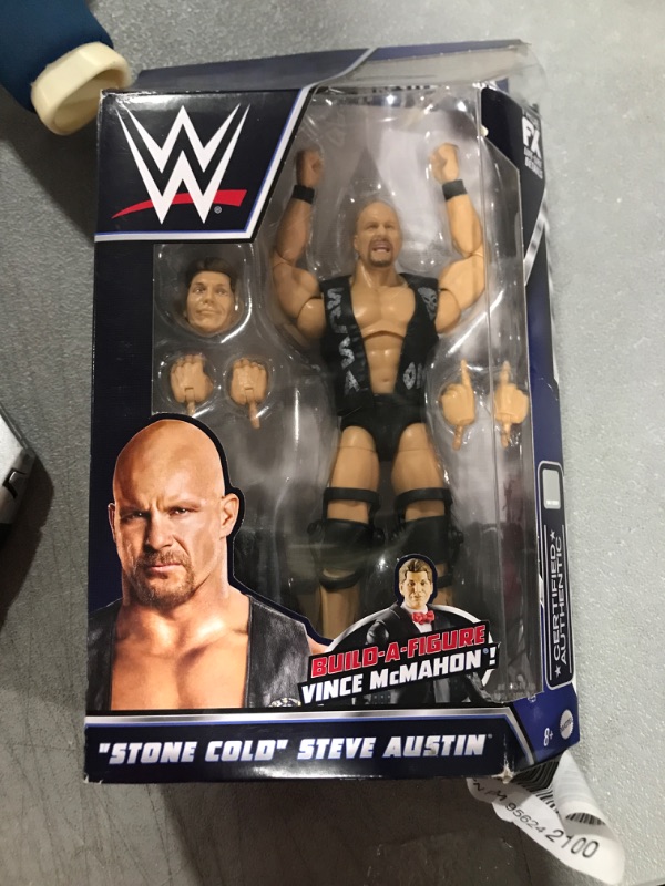 Photo 2 of Mattel WWE “Stone Cold” Steve Austin Wrestlemania Action Figure with Entrance Gear & Vince McMahon Build-A-Figure Pieces, 6-in Posable Collectible Gift for WWE Fans Ages 8 Years Old & Up