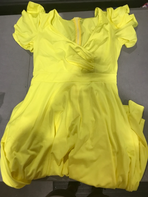 Photo 2 of Asvivid Wedding Guest Dresses for Women 2023 Summer V Neck Midi Rehearsal Dinner Long Dress Medium Yellow