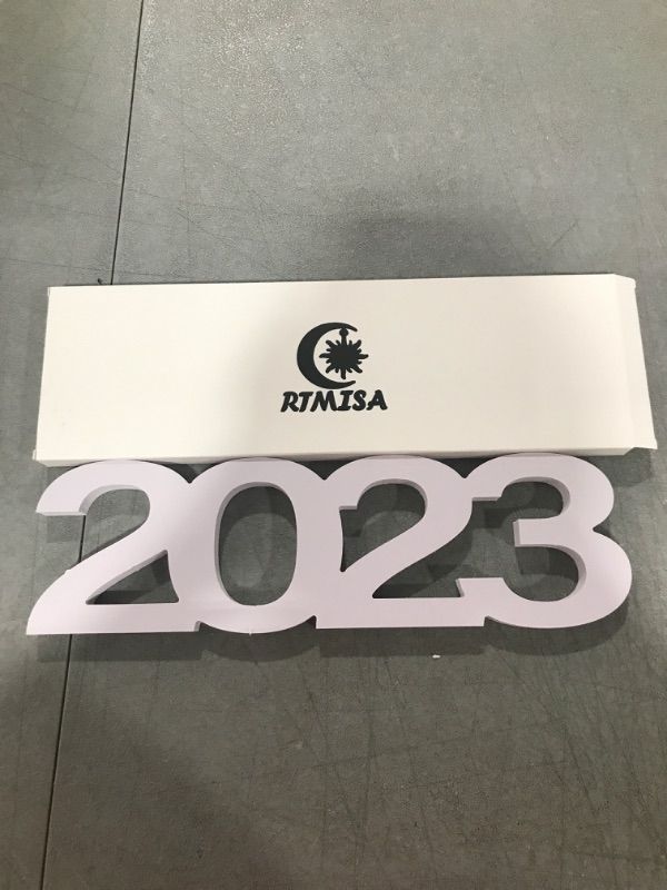 Photo 1 of 2023 Graduation Decorations 2023 Sign Letter Table Top 2023 Number Centerpieces for Graduate Photo Props 2023 Word Sign Table Decor for New Year Holiday Wedding Birthday - White