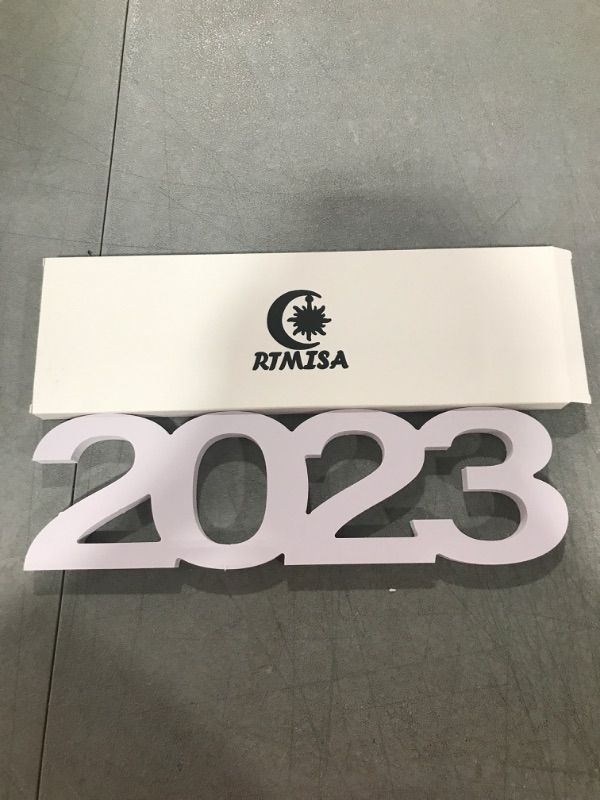 Photo 2 of 2023 Graduation Decorations 2023 Sign Letter Table Top 2023 Number Centerpieces for Graduate Photo Props 2023 Word Sign Table Decor for New Year Holiday Wedding Birthday - White