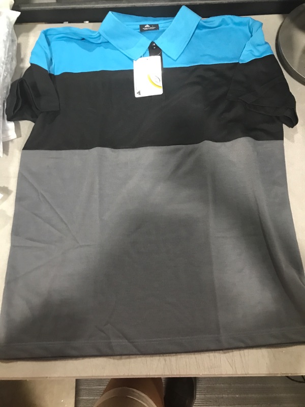 Photo 1 of V VALANCH Mens Polo Shirt Short Sleeve Golf Shirt for Men Casual Shirts Moisture Wicking Dry Fast 02 Striped Color Large Cyanblack-cf09