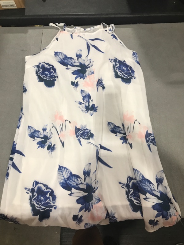 Photo 1 of Asvivid Womens Halter Palm Leaf Floral Casual Dresses Summer Beach Dress Sleeveless Short Sundresses Large C White