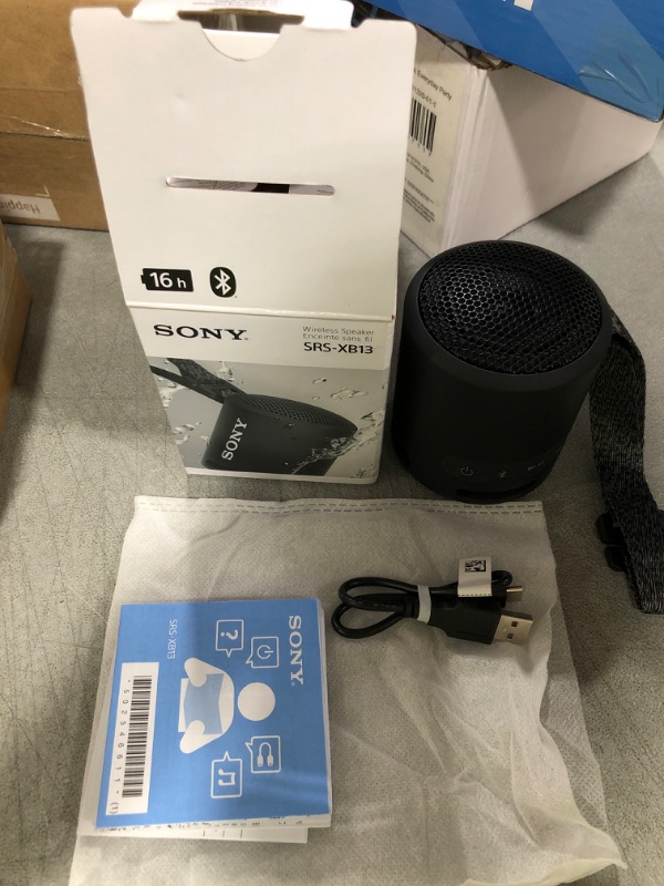 Photo 2 of Sony SRS-XB13 EXTRA BASS Wireless Bluetooth Portable Lightweight Compact Travel Speaker, IP67 Waterproof & Durable for Outdoor, 16 Hour Battery, USB Type-C, Removable Strap, and Speakerphone, Black Black Speaker