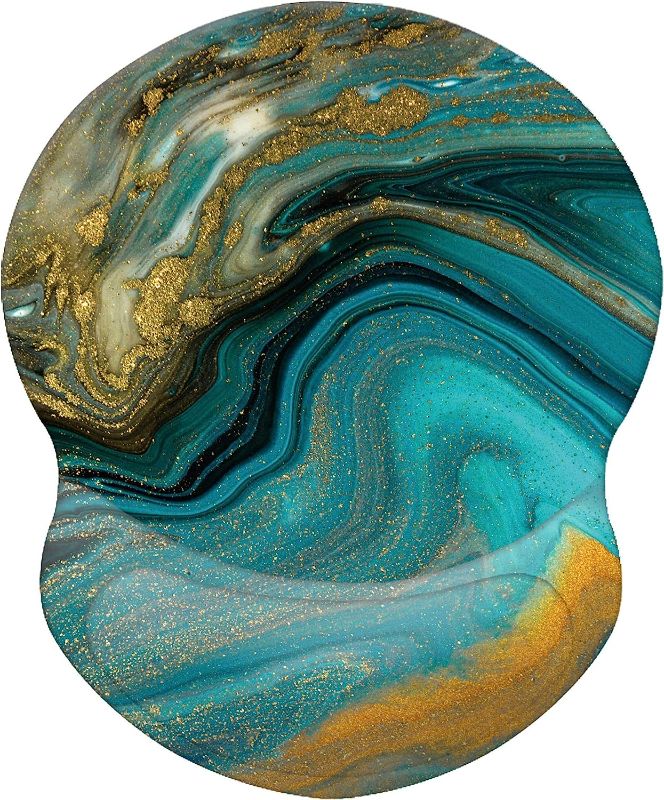 Photo 1 of Mouse Pad with Wrist Support, Non Slip Mousepad Wrist Rest (Golden Green Marble-Wrist) 