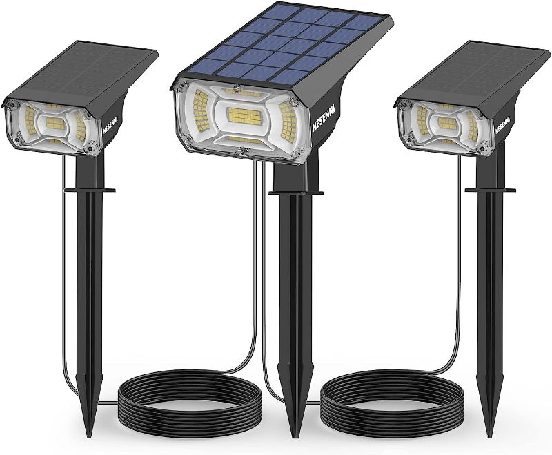 Photo 1 of 100LED Solar Outdoor Lights Power 2PCS 40LED Non-Solar Lights for Shady Areas via 9.8ft Cables(No Need Plug in), IP68 Solar Spotlights Outdoor, 3 Light Modes Auto ON/Off Solar Powered Spot Lights 