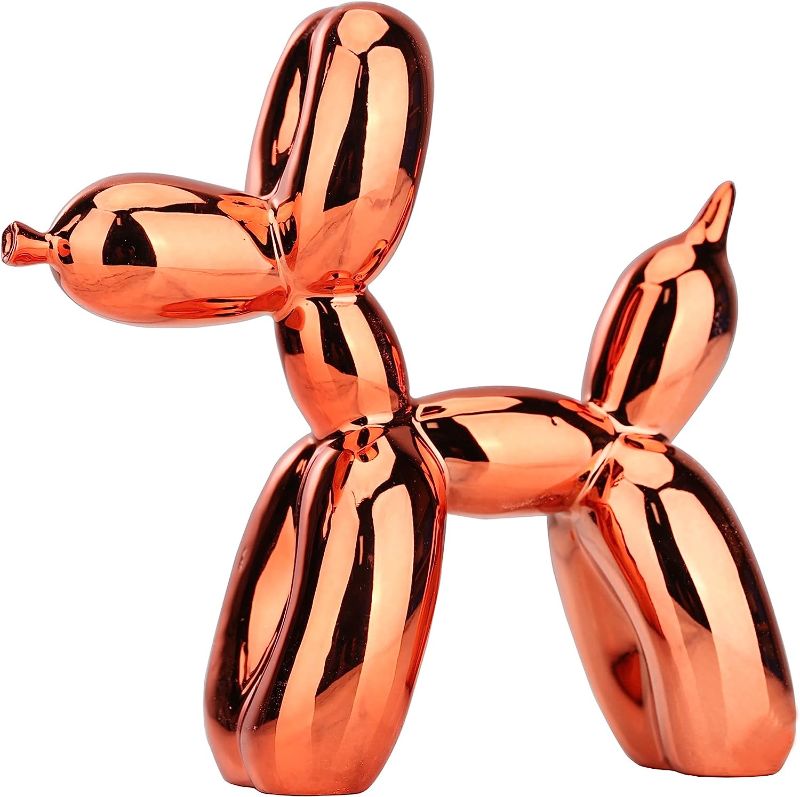 Photo 1 of WUBIANJIE Animals Figurine Resin Shiny Balloon Dog Shape Statue (Orange,10x10x4cm)
