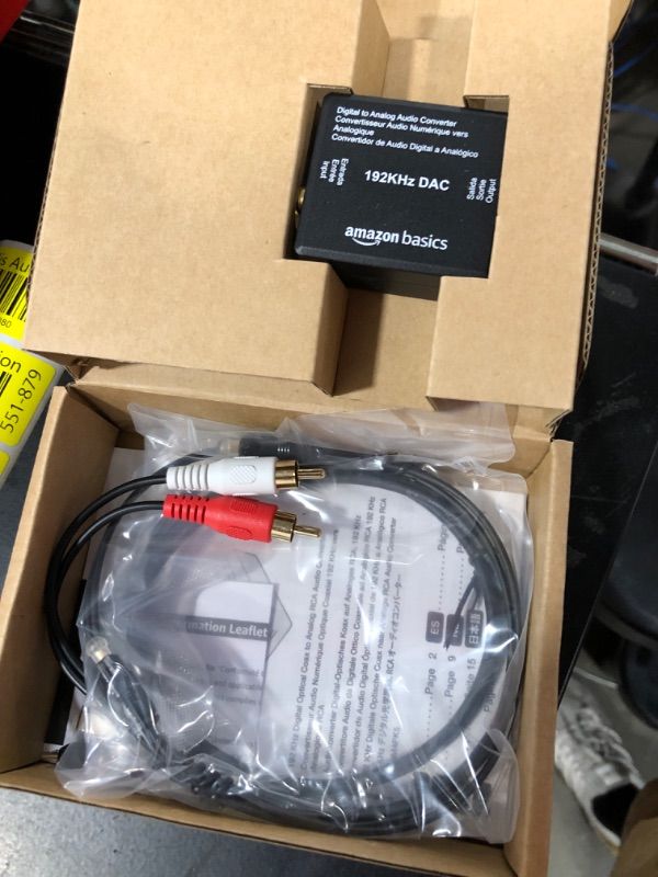 Photo 1 of Amazon Basics 192KHz Digital Optical Coax to Analog RCA Audio Converter, ABS, Black, 2 x 1.6 x 1 inches & 2-Male to 2-Male RCA Audio Stereo Subwoofer Cable - 4 Feet DAC Converter + Subwoofer Cable - 4 Feet