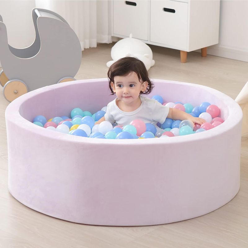 Photo 1 of YUFUL Foam Ball Pit for Babies, for Toddlers 1-3, Large Round 35.4”×11.8”Balls not Included(Purple)